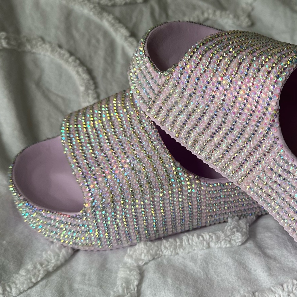 Glittery Rhinstone Platform Slides 💜 - Picture 4 of 5